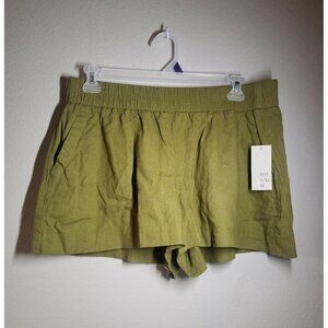 Olive green pull-on linen shorts - sz XL
